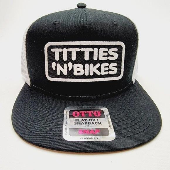 Retro Vintage Style Motorcycle Club Gang Titties \'N\' Bikes Biker Rider Patch Hat